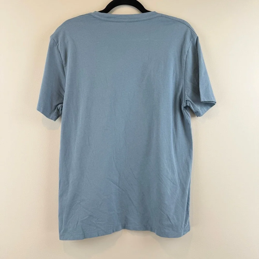 AllSaints T-Shirt Mens Large Slim Fit Minimalist Blue Ramskull Tonic Tee
